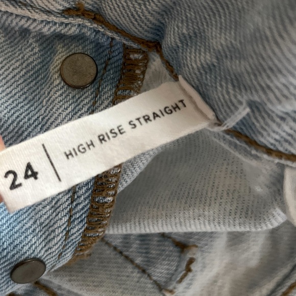 PACSUN Jeans Pants Women’s Size 24 Blue High Rise Straight Leg Button Closure - Picture 4 of 14